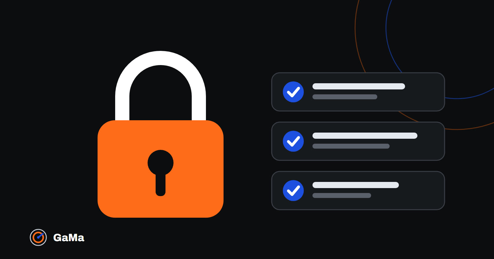 A padlock beside a checklist with every item ticked